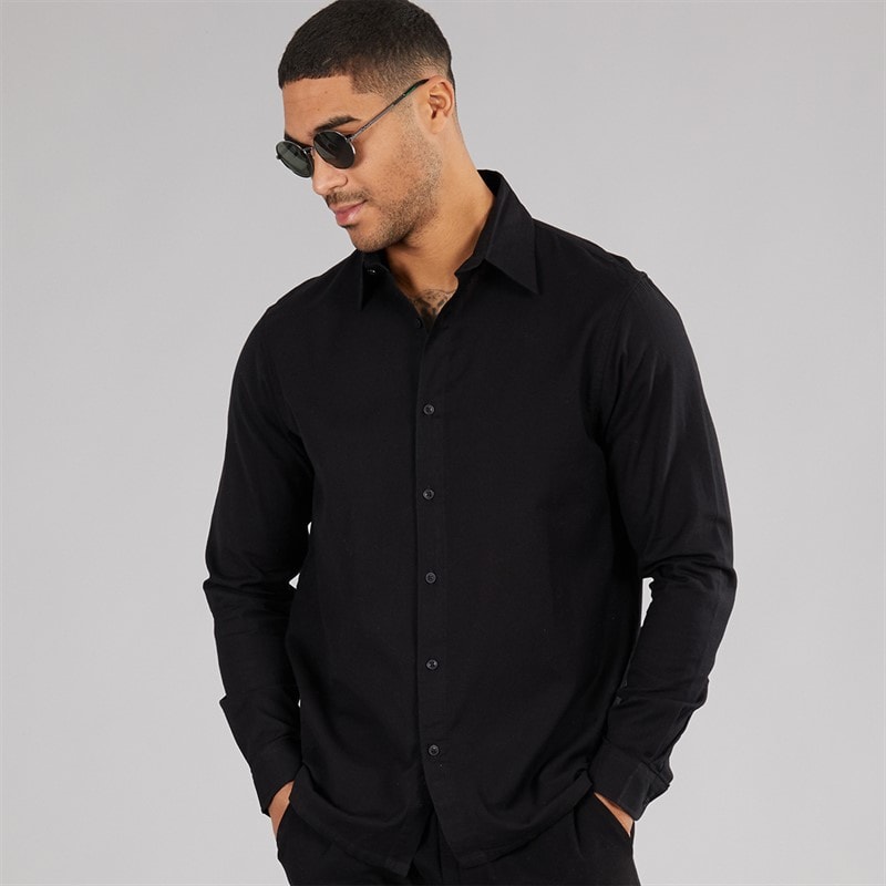 Avant Garde Mens Rustic Linen Shirt Black - Image 1