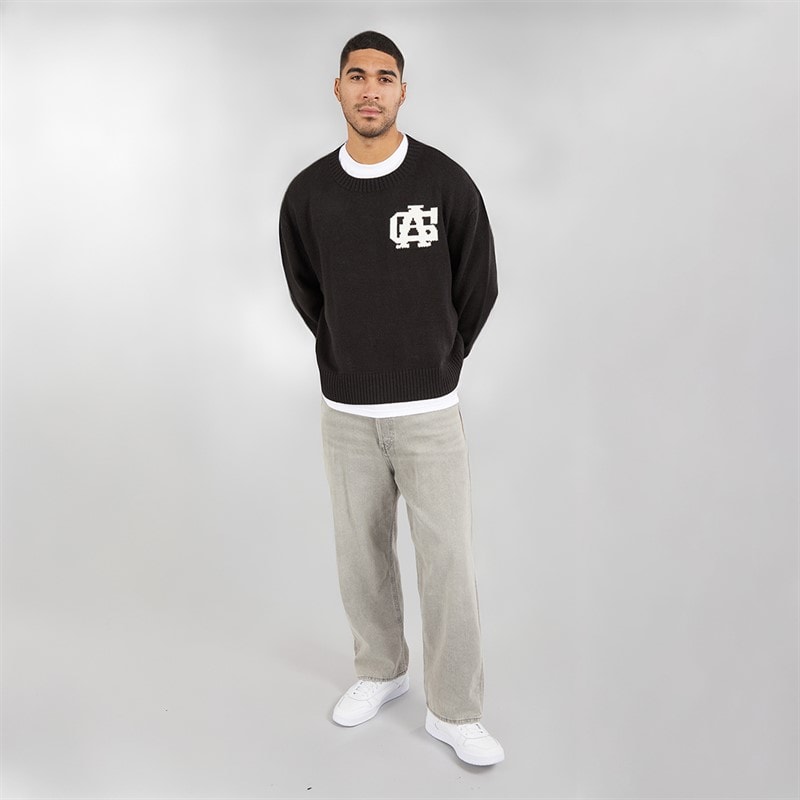 Avant Garde Mens Quinn Logo Crew Neck Jumper Black - Image 4