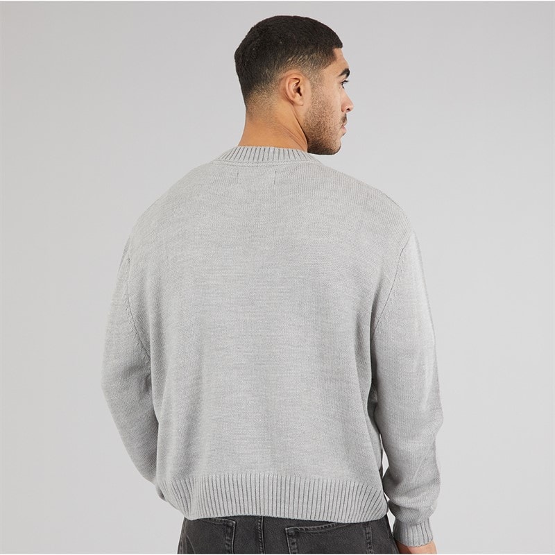 Avant Garde Mens Quinn Logo Crew Neck Jumper Grey Marl - Image 2