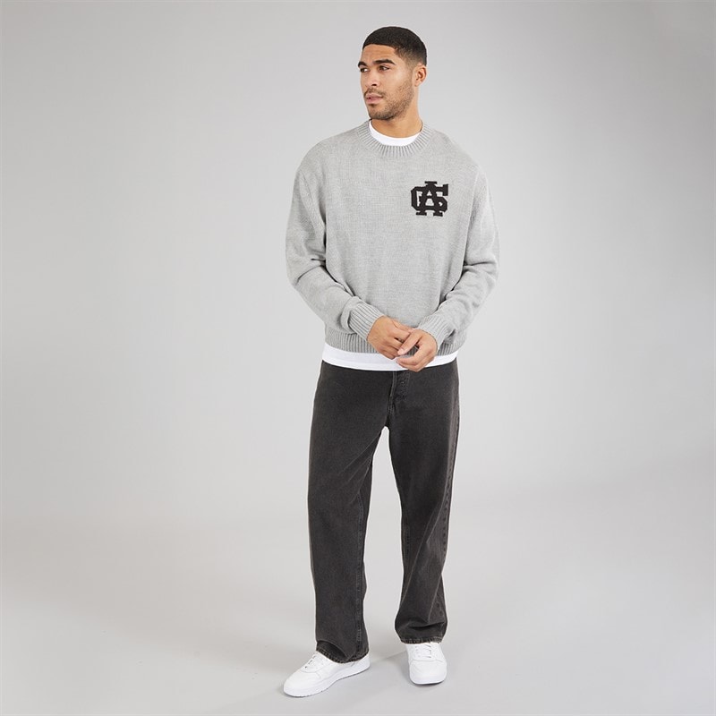 Avant Garde Mens Quinn Logo Crew Neck Jumper Grey Marl - Image 3