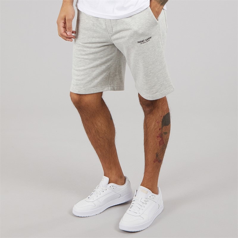 Avant Garde Mens Straight Leg Shorts Light Grey Marl