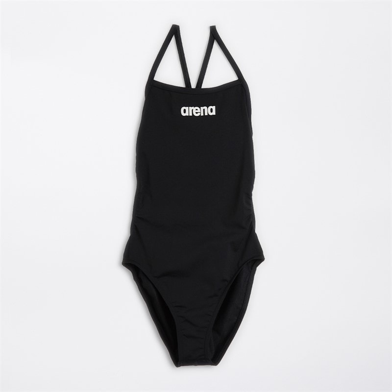 Arena Junior Girls Solid Light Tech Back Swimsuit Black/White - Image 1