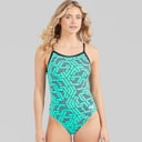 Arena Womens Escape Lightdrop Back Swimsuit Black/Water Blue