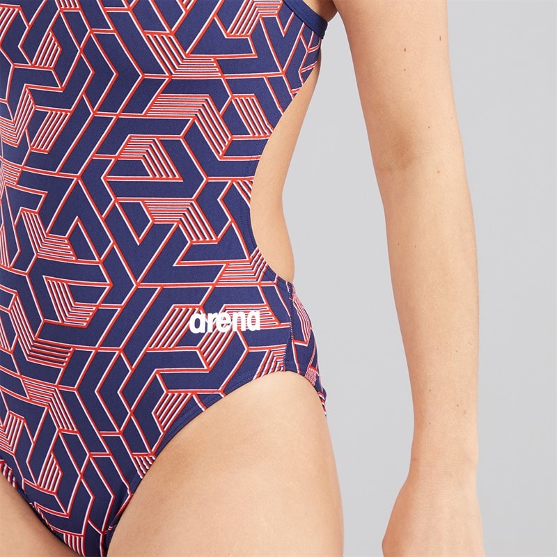 Arena Womens Escape Challenge Back Swimsuit Navy/Team Red - Image 3