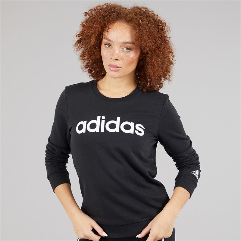 adidas Womens Essentials Logo Sweatshirt Black/White - Image 3