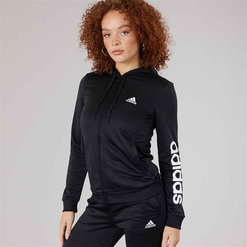 adidas Womens Essentials French Terry Logo Tracksuit Black/White - Image 3