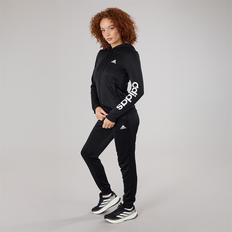 adidas Womens Essentials French Terry Logo Tracksuit Black/White - Image 4