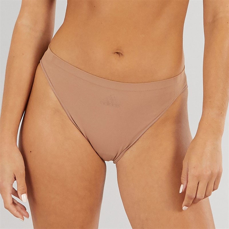 adidas Womens Sport Active Seamless Micro Stretch Low Rise Briefs Toasted Almond - Image 1