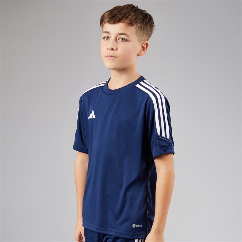 adidas Junior Tiro 23 Club T Shirt Team Navy Blue 2/White - Image 1
