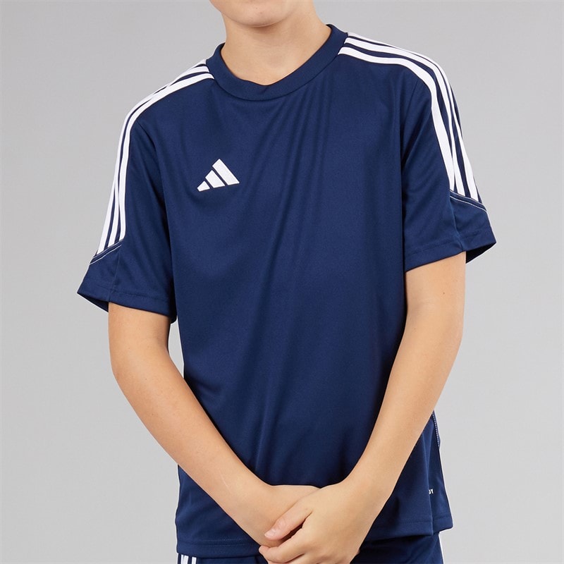adidas Junior Tiro 23 Club T Shirt Team Navy Blue 2/White - Image 3
