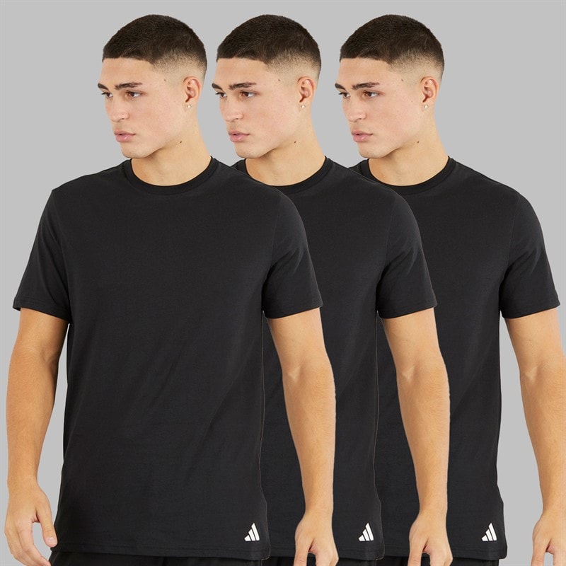 adidas Mens Comfort Flex Cotton Three Pack Crew Neck T-Shirts Black - Image 1