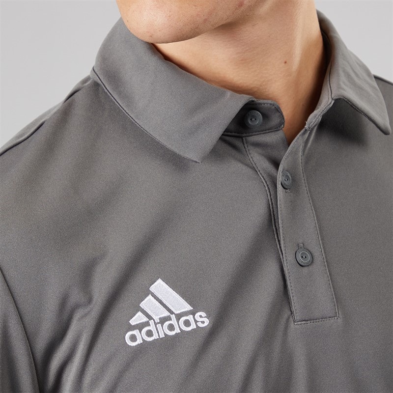 adidas Mens Entrada 22 Short Sleeve Polo Shirt Team Grey Four - Image 3