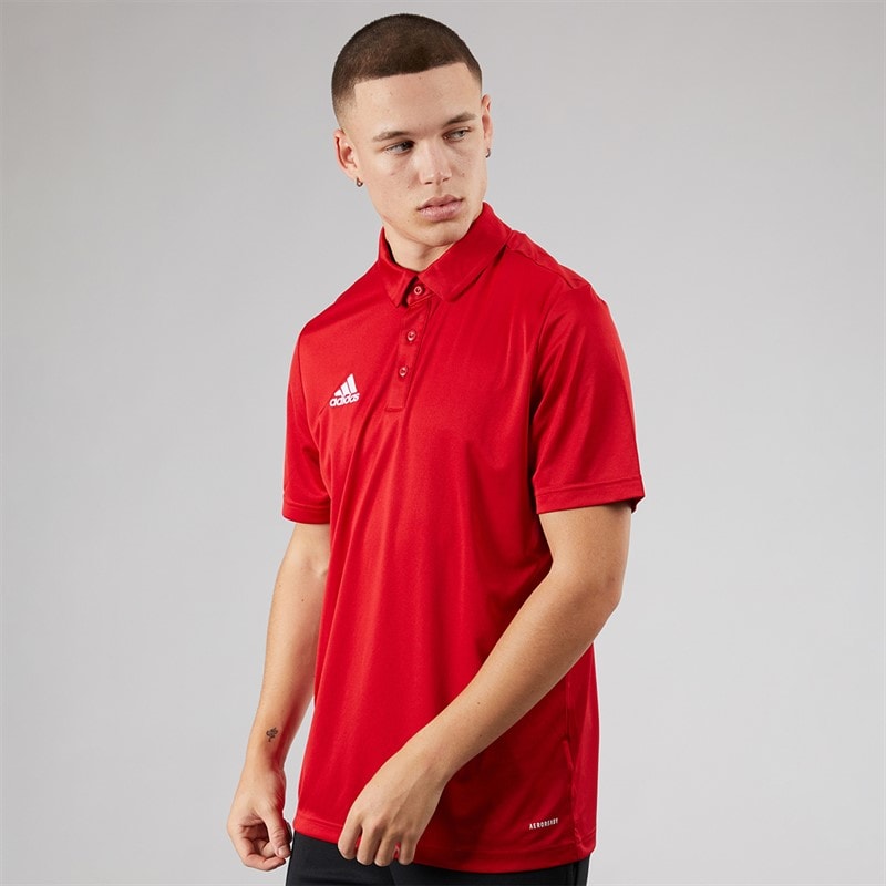 adidas Mens Entrada 22 Short Sleeve Polo Shirt Team Power Red