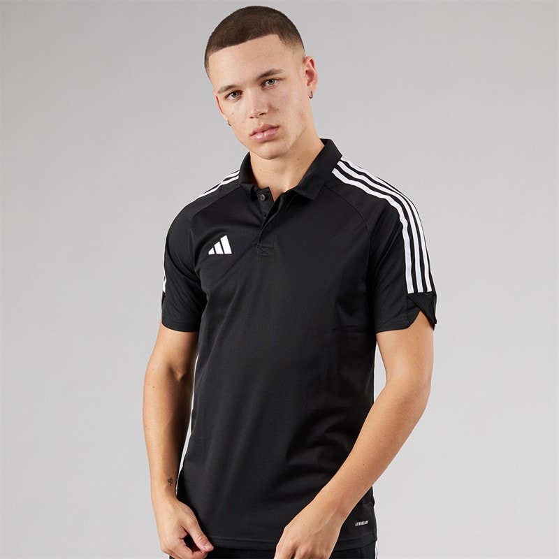 adidas Mens Tiro 23 League Short Sleeve Polo Shirt Black - Image 1