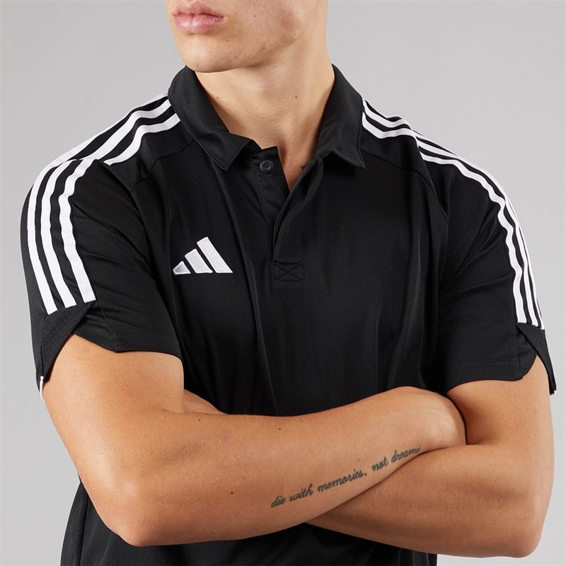 adidas Mens Tiro 23 League Short Sleeve Polo Shirt Black - Image 3