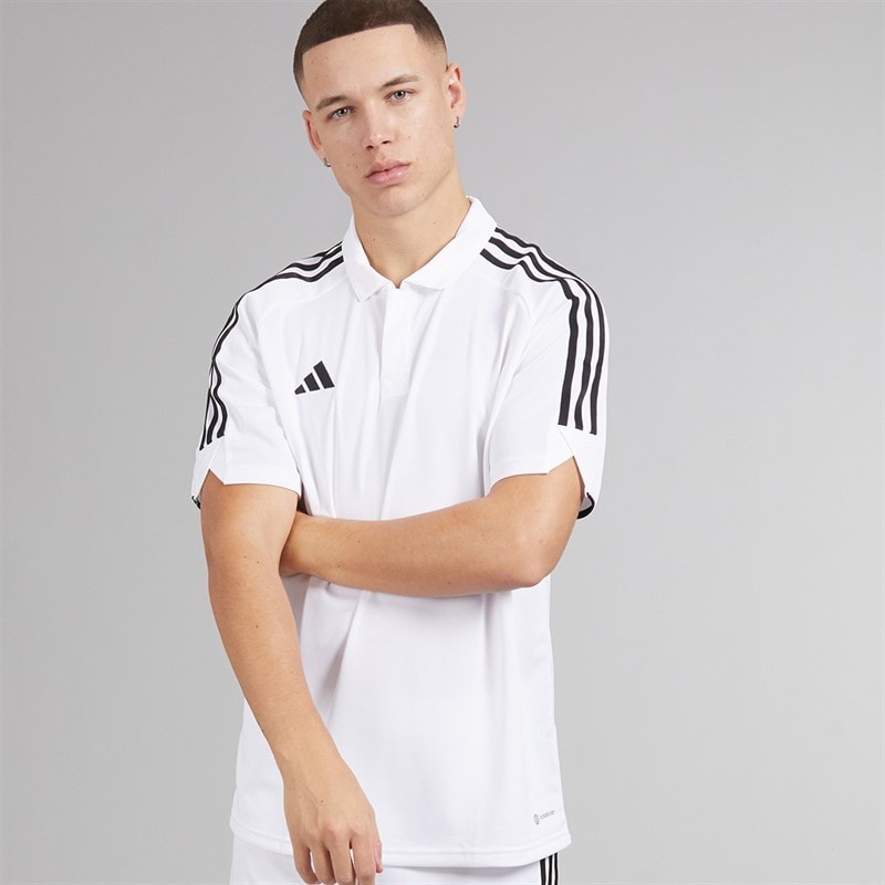 adidas Mens Tiro 23 League Short Sleeve Polo Shirt White - Image 1