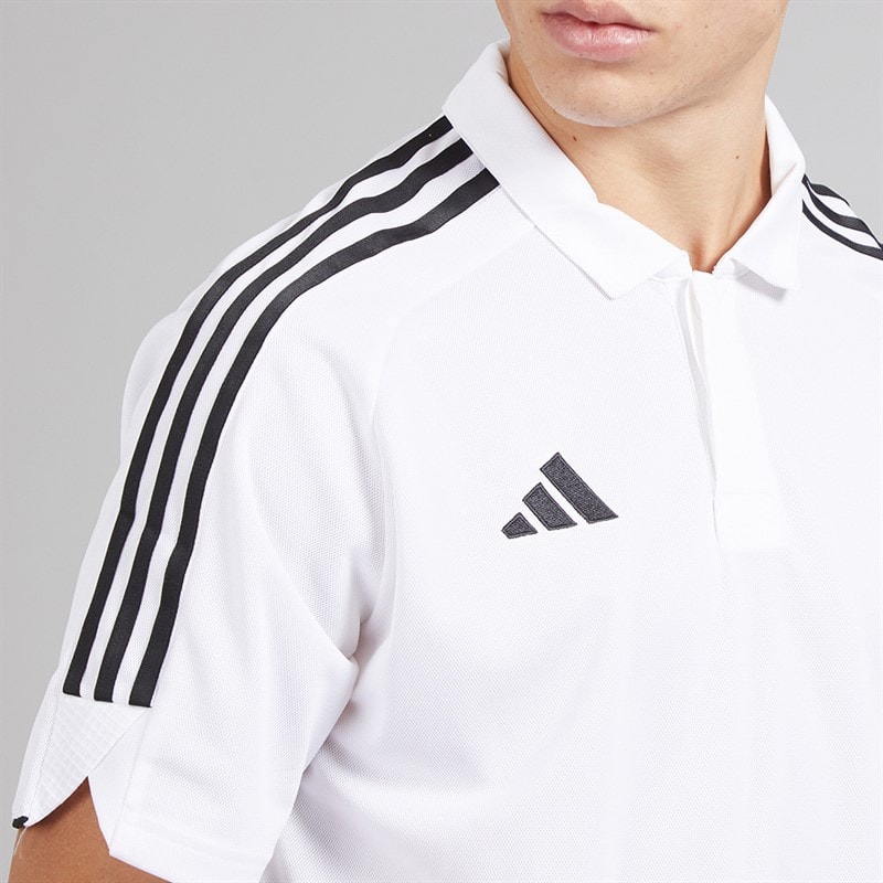 adidas Mens Tiro 23 League Short Sleeve Polo Shirt White - Image 3