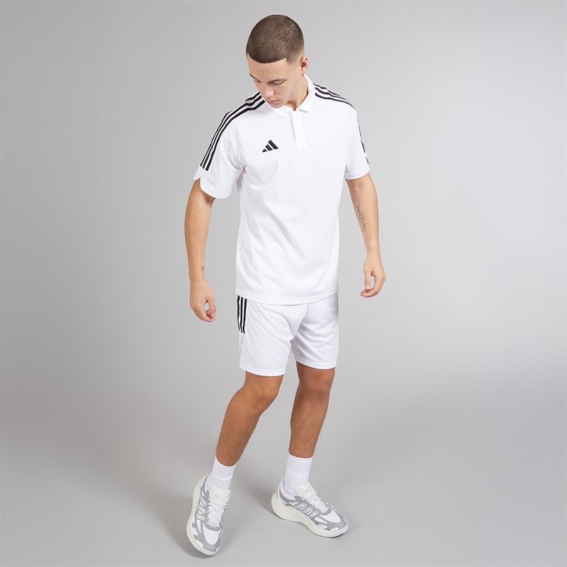adidas Mens Tiro 23 League Short Sleeve Polo Shirt White - Image 4