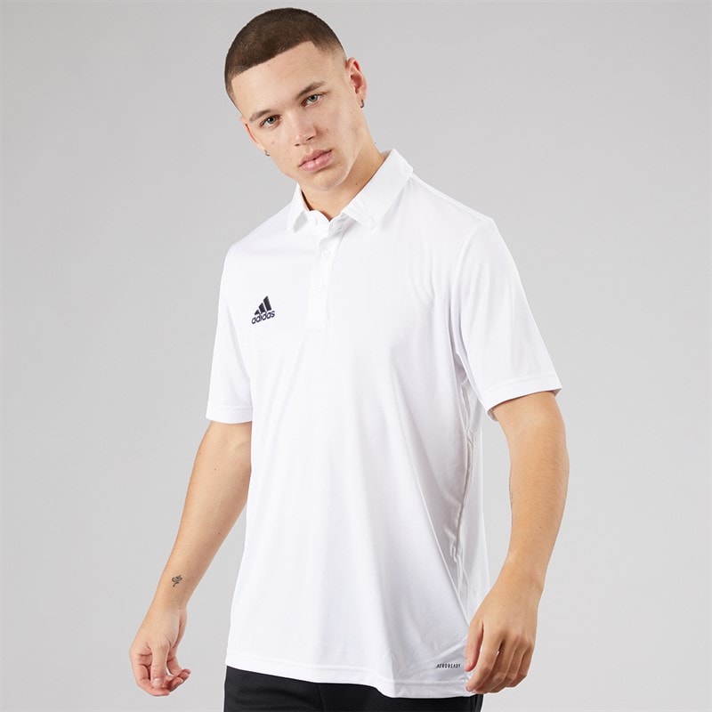 adidas Mens Entrada 22 Short Sleeve Polo Shirt White