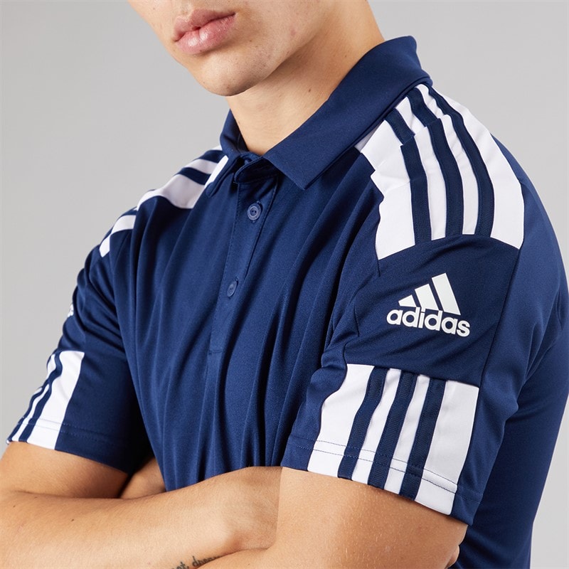 adidas Mens Squadra 21 Short Sleeve Polo Shirt Navy Blue/White - Image 3