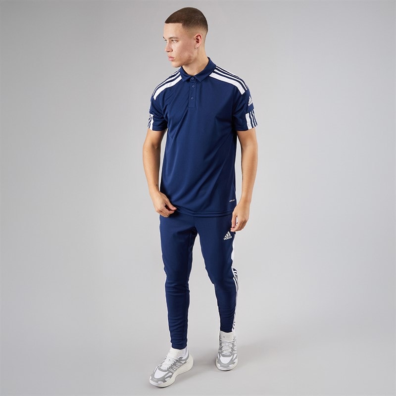 adidas Mens Squadra 21 Short Sleeve Polo Shirt Navy Blue/White - Image 4