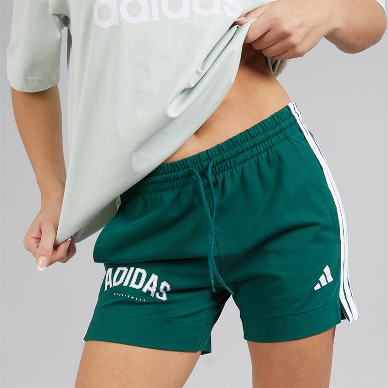 adidas Womens 3-Stripes Shorts Collegiate Green - Image 1