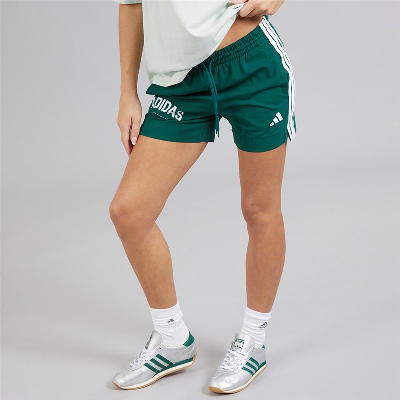 adidas Womens 3-Stripes Shorts Collegiate Green - Image 2
