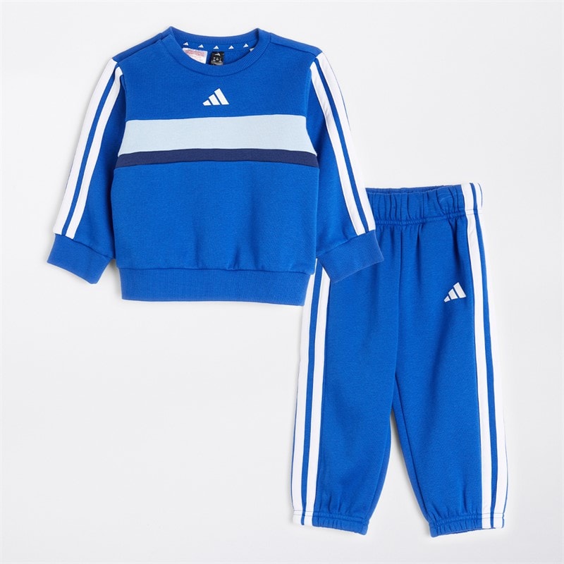 adidas Infant Boys Essentials 3-Stripes Tiberio Fleece Crew Tracksuit Team Royal Blue/White/Dark Blue