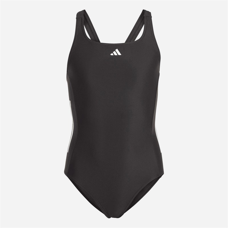 adidas Girls Cut 3-Stripes Swimsuit Black/White