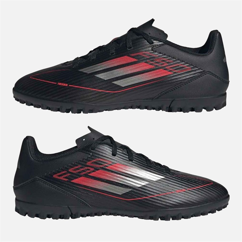 adidas Mens F50 Club TF Astro Football Boots Core Black/Iron Metallic/Lucid Red - Image 1