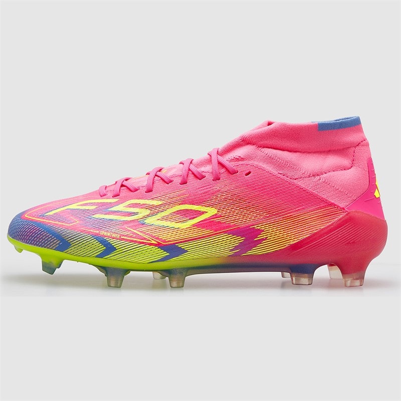 adidas Womens F50 Elite Mystic Victory Pack Mid-Cut FG Firm Ground Football Boots Lucid Pink/Lucid Lemon/Blue Fusion - Image 2