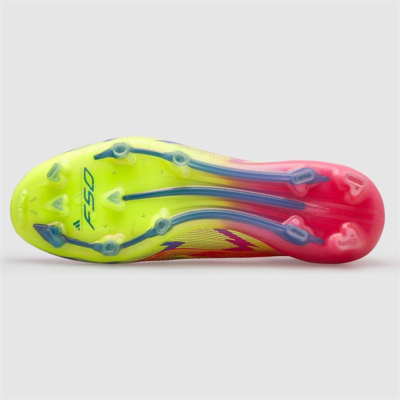 adidas Womens F50 Elite Mystic Victory Pack Mid-Cut FG Firm Ground Football Boots Lucid Pink/Lucid Lemon/Blue Fusion - Image 3