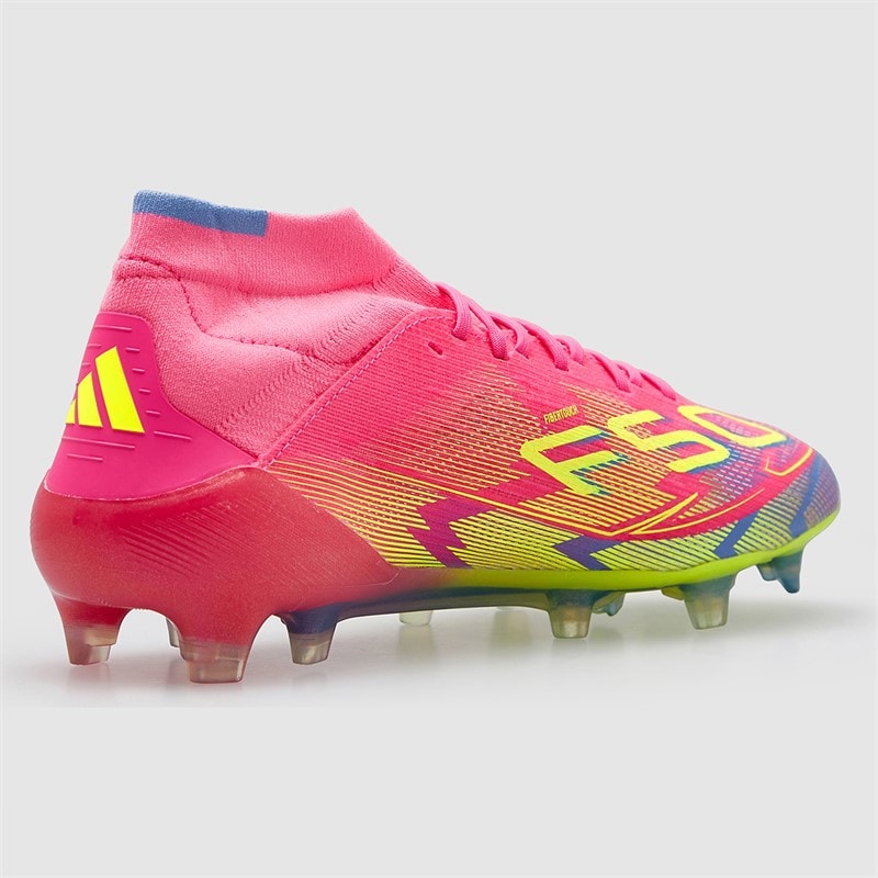 adidas Womens F50 Elite Mystic Victory Pack Mid-Cut FG Firm Ground Football Boots Lucid Pink/Lucid Lemon/Blue Fusion - Image 5
