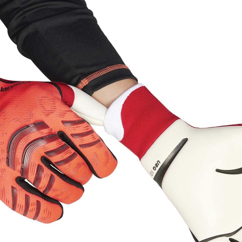 adidas Mens Predator 25 Pro Fingersave Promo Goalkeeper Gloves Lucid Red/Black/Pure Ruby - Image 2