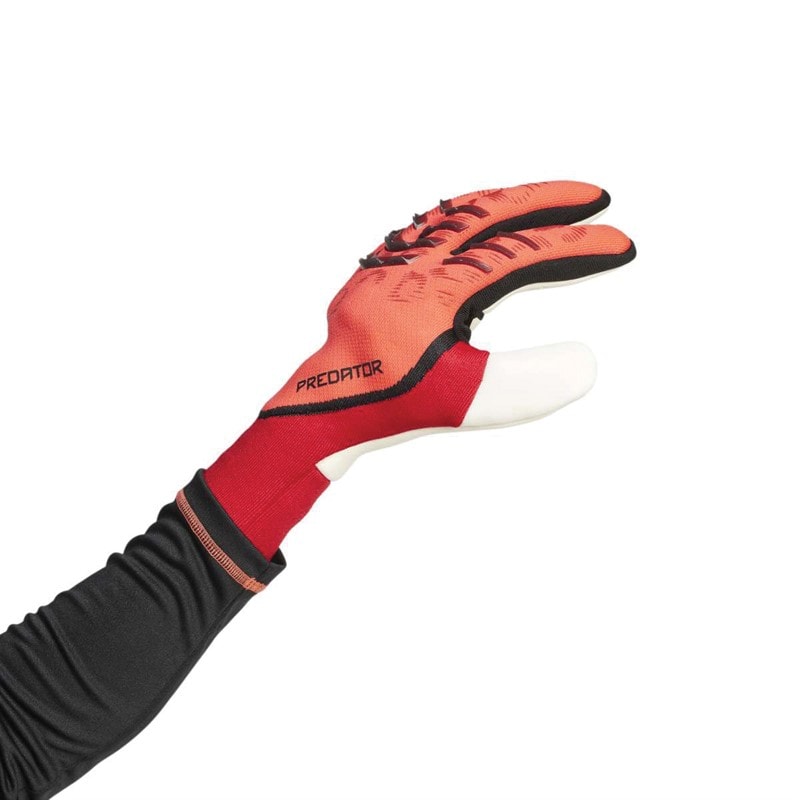 adidas Mens Predator 25 Pro Fingersave Promo Goalkeeper Gloves Lucid Red/Black/Pure Ruby - Image 3