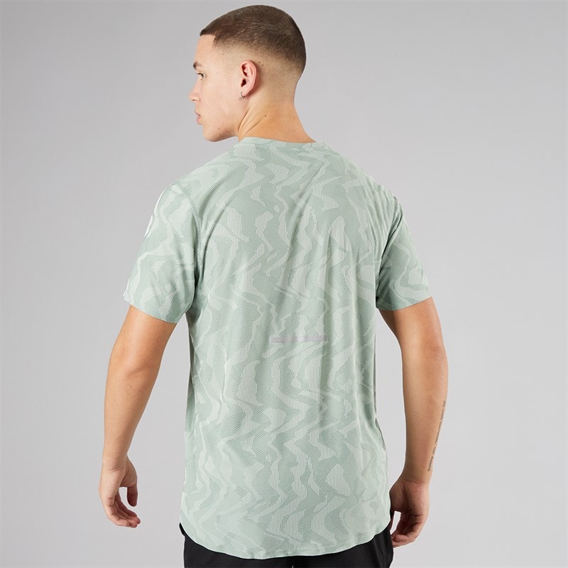 adidas Mens Ultimate Engineered Climacool+ Running T-Shirt Silver Green - Image 2