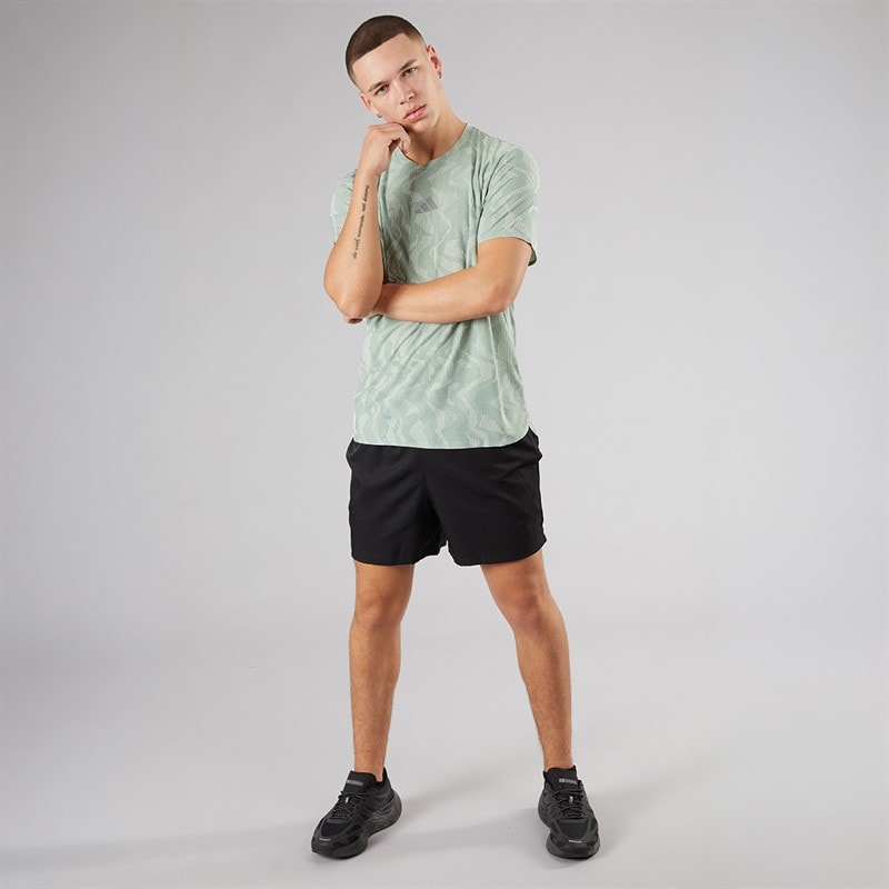 adidas Mens Ultimate Engineered Climacool+ Running T-Shirt Silver Green - Image 4
