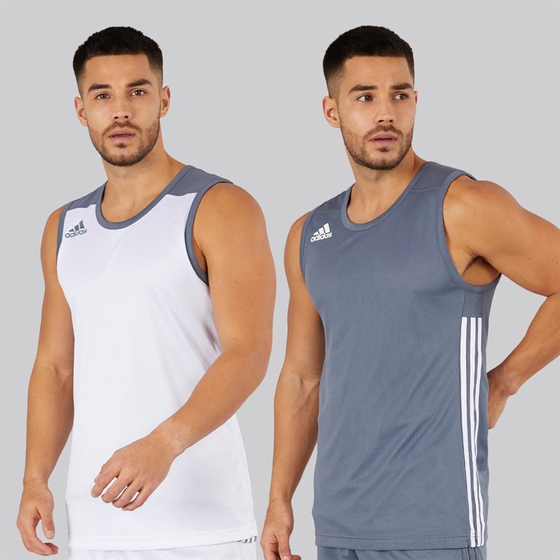 adidas Mens 3G Speed Reversible Basketball Jersey Onix/White - Image 1