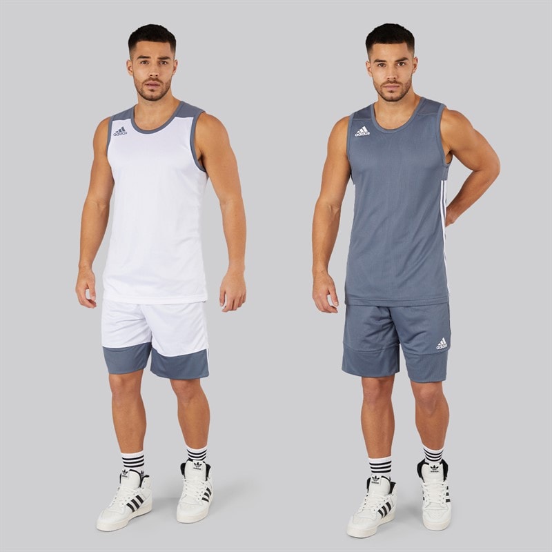 adidas Mens 3G Speed Reversible Basketball Jersey Onix/White - Image 3