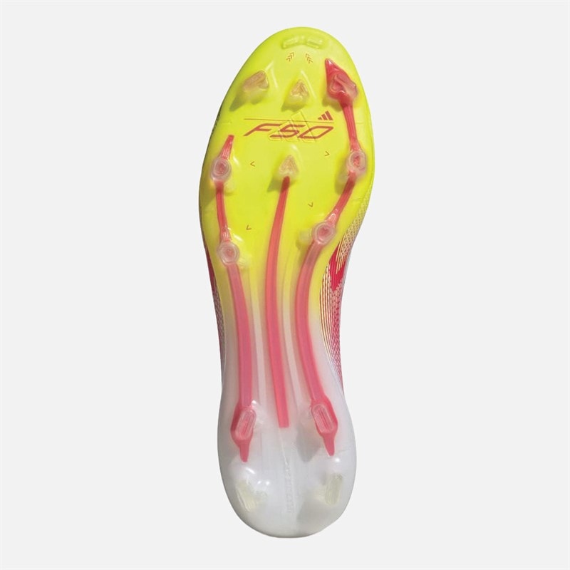 adidas Womens F50 Elite Solar Pack Mid-Cut FG Firm Ground Football Boots Cloud White/Lucid Red/Solar Yellow - Image 2