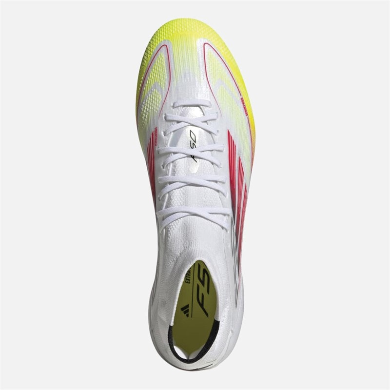 adidas Womens F50 Elite Solar Pack Mid-Cut FG Firm Ground Football Boots Cloud White/Lucid Red/Solar Yellow - Image 4