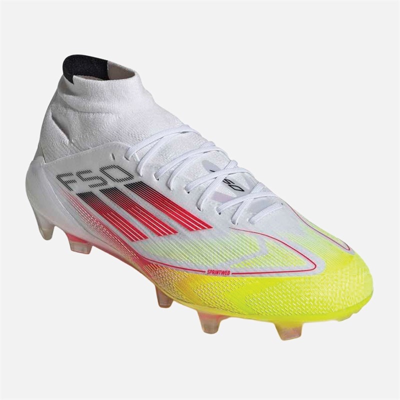 adidas Womens F50 Elite Solar Pack Mid-Cut FG Firm Ground Football Boots Cloud White/Lucid Red/Solar Yellow - Image 5