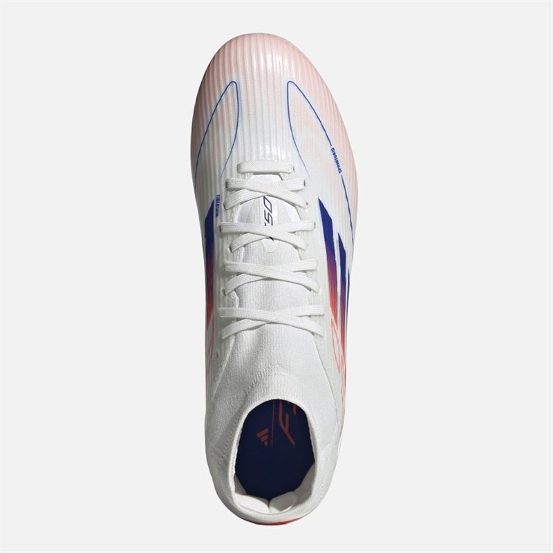 adidas Womens F50 League Advancement Pack Mid-Cut FG/MG Firm/Multi Ground Football Boots Cloud White/Lucid Blue/Solar Red - Image 4