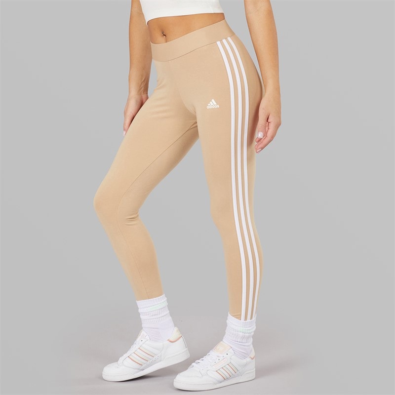 adidas Womens Essentials 3-Stripes Leggings Magic Beige/White - Image 1
