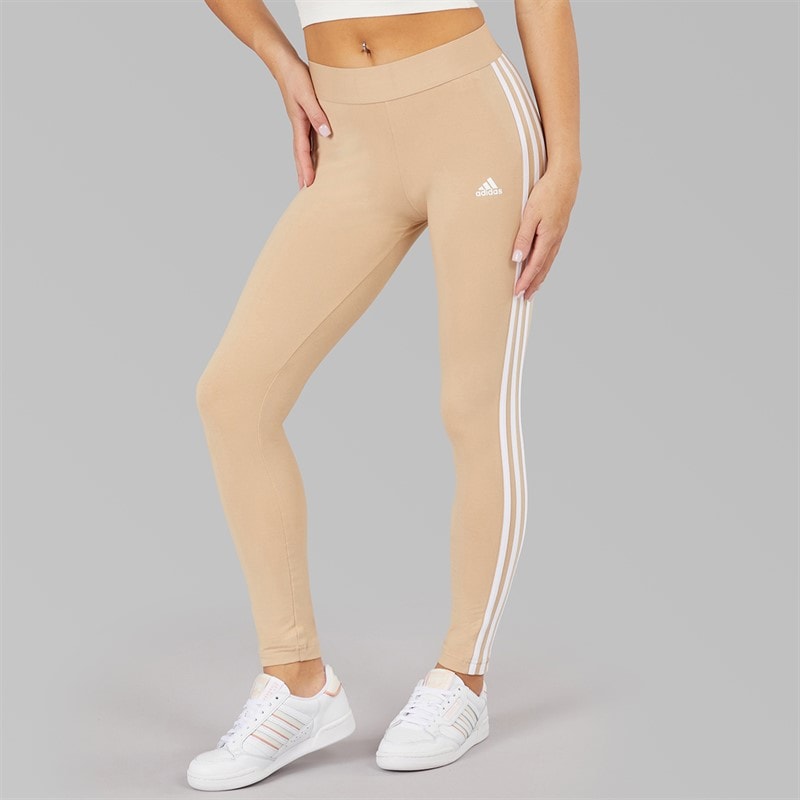 adidas Womens Essentials 3-Stripes Leggings Magic Beige/White - Image 2