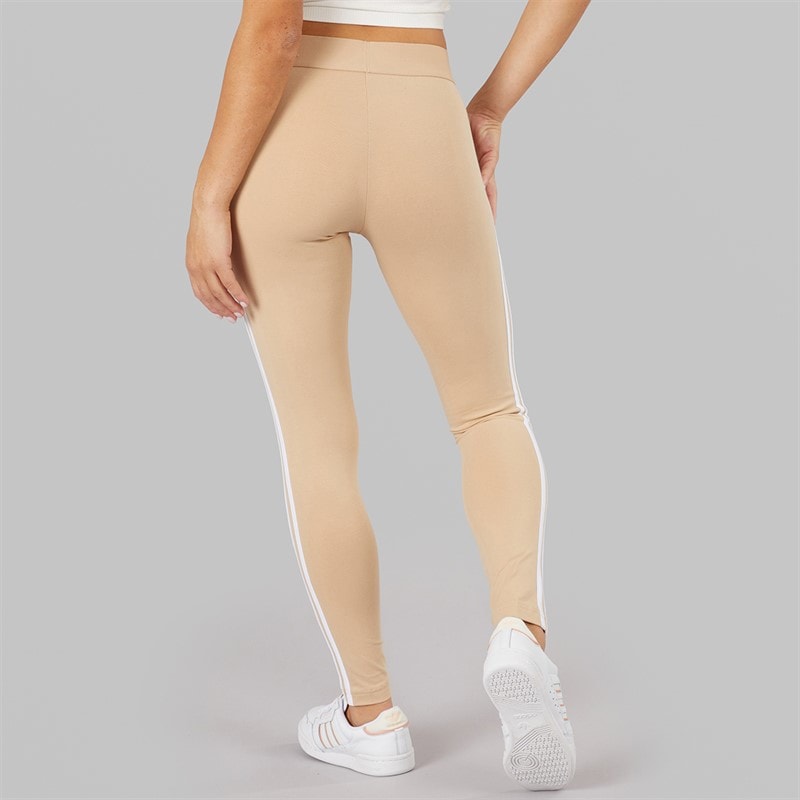 adidas Womens Essentials 3-Stripes Leggings Magic Beige/White - Image 3