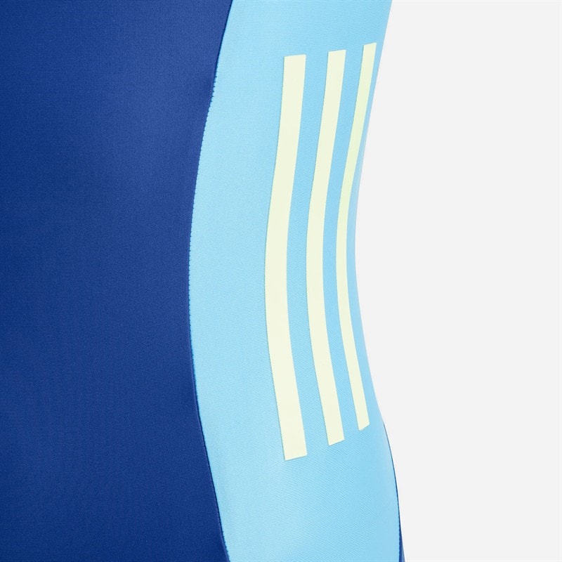 adidas Girls Cut 3-Stripes Swimsuit Dark Blue/Green Spark - Image 4