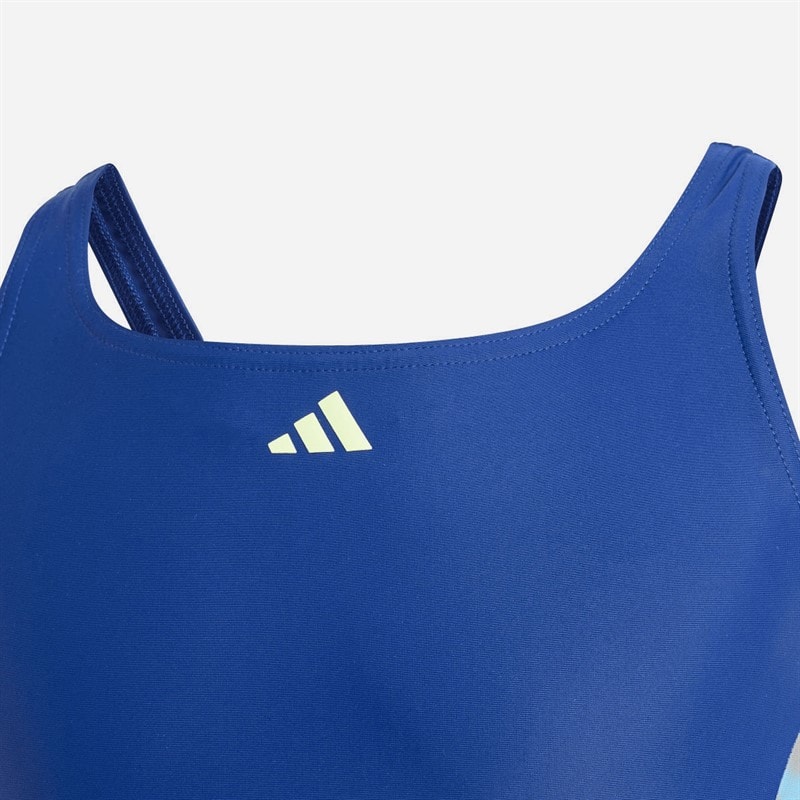 adidas Girls Cut 3-Stripes Swimsuit Dark Blue/Green Spark - Image 5