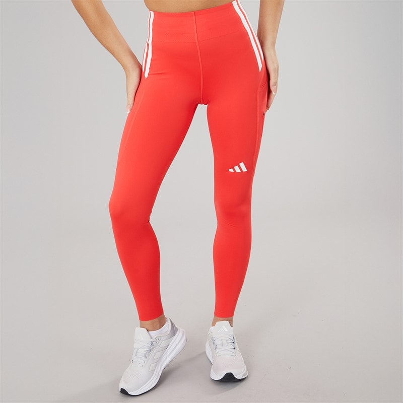 adidas Womens Adizero Hi Rise Full Length Running Tight Leggings Semi Lucid Red - Image 3