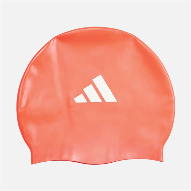 adidas Kids 3-Stripes Swimming Cap Bright Red/White - Image 1